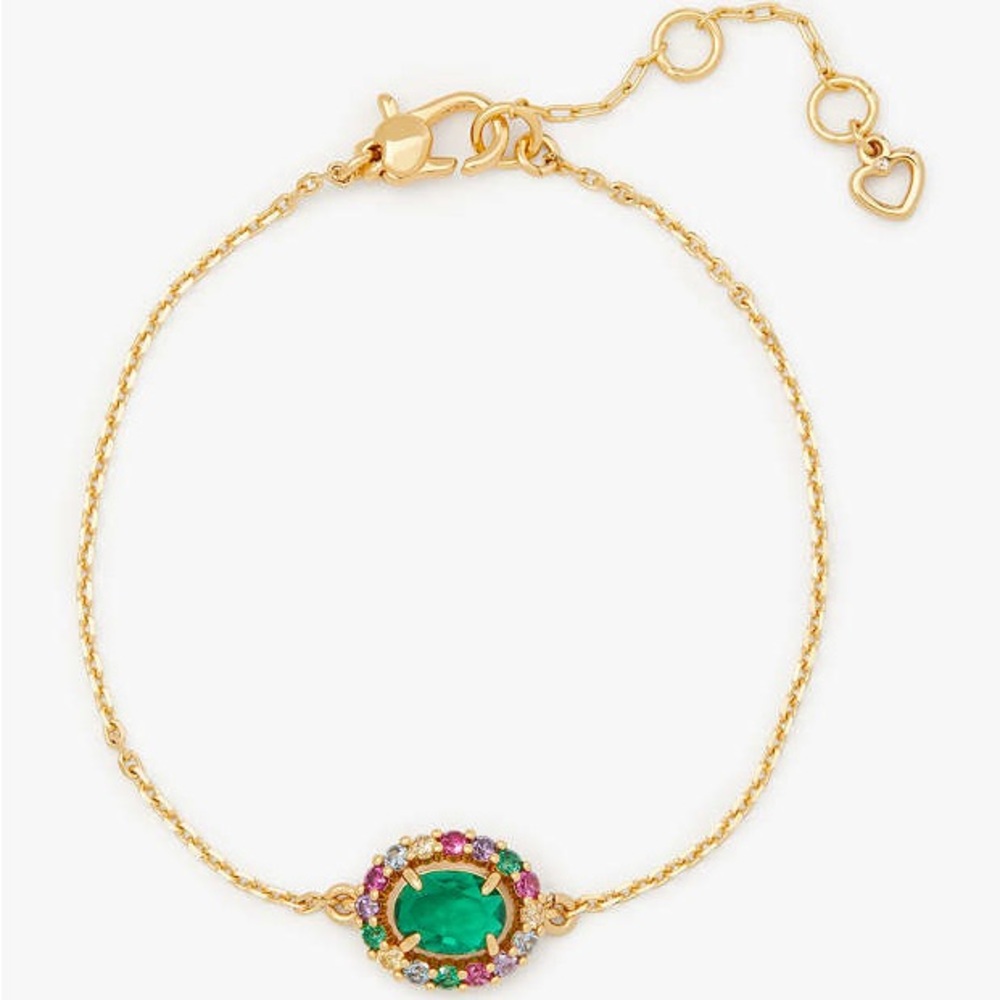 NWT Women’s KATE SPADE Victoria green & multicolor gold tone bracelet